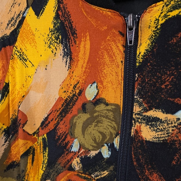 Alluffe 80s vintage retro jacket with orange, yellow, and green floral print - Picture 5 of 9